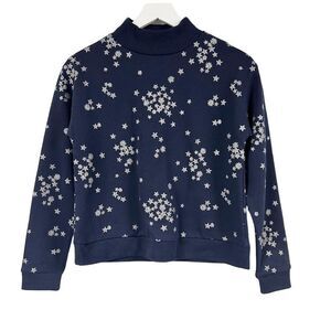 Crewcuts Navy Star Sweatshirt Silver Glitter Stars Girls Size XL